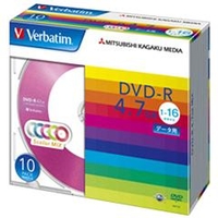 Verbatim データ用DVD-R 4．7GB 1-16倍速 カラーミックス 10枚入り DHR47JM10V1