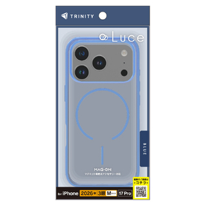 トリニティ iPhone 18 Pro用 / 17 Pro用 [Luce] マグネット吸着式アクセサリー対応 背面クリアハードケース クリア×ブルー TR-IP26M3-LUMS-CSMBL-イメージ1