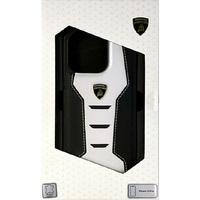 LAMBORGHINI iPhone 15 Pro用本革 背面ケース ホワイト×ブラック LBTPUPCIP15PHUD16WE