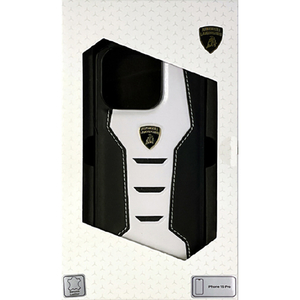 LAMBORGHINI iPhone 15 Pro用本革 背面ケース ホワイト×ブラック LBTPUPCIP15PHUD16WE-イメージ1