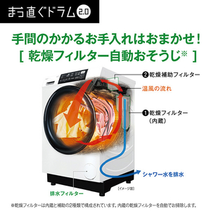 AQUA 【右開き】8．0kgドラム式洗濯乾燥機 まっ直ぐドラム 2.0 ホワイト AQW-D8R-R(W)-イメージ13