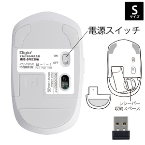 ナカバヤシ Dual静音5ボタンBlueLEDマウス S/ホワイト W(ホワイト) MUS-DKF239W-イメージ5