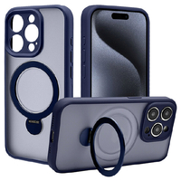ラスタバナナ iPhone 15 Pro用極限保護 ハイブリッドケース 360°回転MAGSAFEリング付き フロストブルー 7891IP361PHPMBL