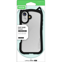 エレコム iPhone17用ハイブリッドケース フレームカラー Cat メタルステッカー付 ナイトキャット PM-A25AFCCATBK