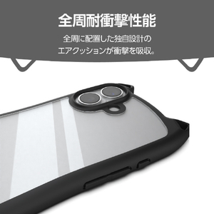 エレコム iPhone17用ハイブリッドケース フレームカラー Cat メタルステッカー付 ナイトキャット PM-A25AFCCATBK-イメージ4