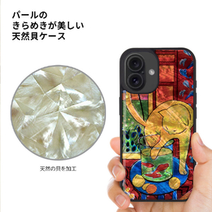 ikins iPhone 16用天然貝ケース 魚と猫 I27119I16-イメージ3
