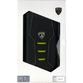 LAMBORGHINI iPhone 15用本革 手帳型ケース ブラック×グリーン LBTPUFCIP15HUD16GN