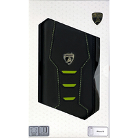 LAMBORGHINI iPhone 15用本革 手帳型ケース ブラック×グリーン LBTPUFCIP15HUD16GN