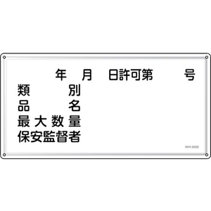 緑十字/消防・危険物標識 年月日・類別・品名・保安監督者 FC946VC-2445235-イメージ1