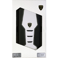 LAMBORGHINI iPhone 15用本革 手帳型ケース ホワイト×ブラック LBTPUFCIP15HUD16WE