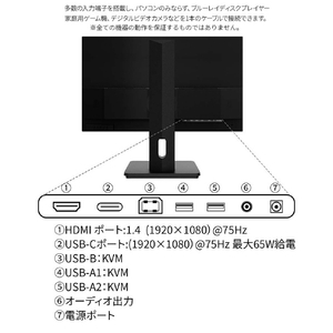 JAPANNEXT 21．5型液晶ディスプレイ ブラック JN-I215FLFHSP-C65W-イメージ5