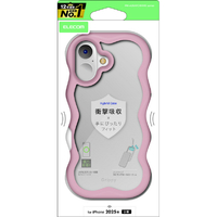 エレコム iPhone17用ハイブリッドケース フレームカラー ウェーブ メタルステッカー付 ピンク PM-A25AFCWAVEPN