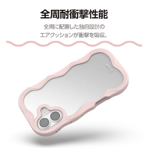 エレコム iPhone17用ハイブリッドケース フレームカラー ウェーブ メタルステッカー付 ピンク PM-A25AFCWAVEPN-イメージ4