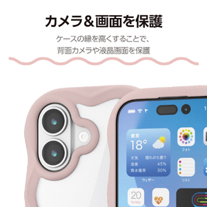 エレコム iPhone17用ハイブリッドケース フレームカラー ウェーブ メタルステッカー付 ピンク PM-A25AFCWAVEPN-イメージ7
