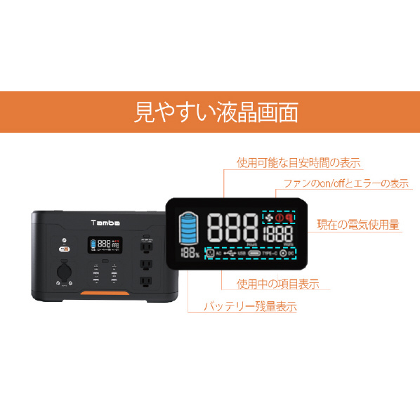 Tamba 超大容量ポータブル電源 324,000mAh(1,166Wh) TA-PD001 USB 5V 5A 3A/9V 5時間 PD QC3 2A /12V