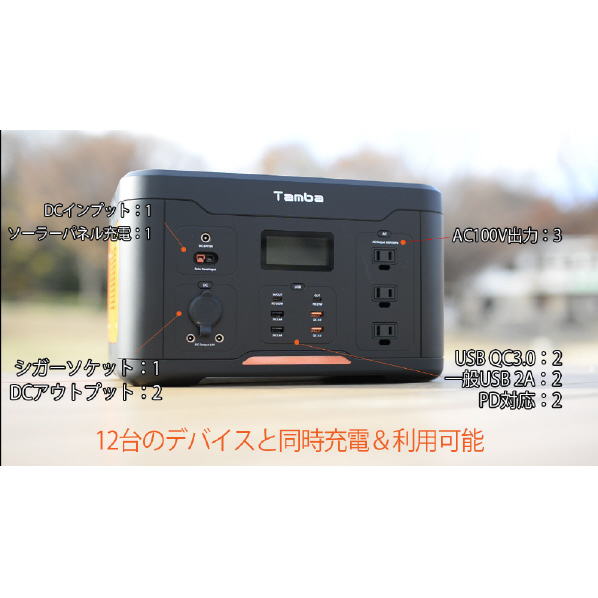 Tamba 超大容量ポータブル電源 324,000mAh(1,166Wh) TA-PD001 USB 5V 5A 3A/9V 5時間 PD QC3 2A /12V