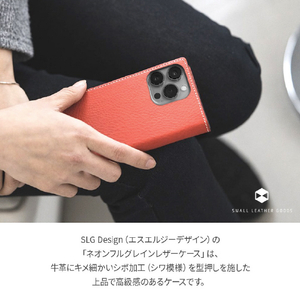 SLG Design iPhone 13 Pro用ケース Neon Full Grain Leather Diary Case ティール SD22123I13PTL-イメージ4