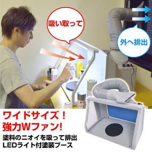 サンコー LEDライト付パワフルファン塗装ブース デラックス グレー TBTD25HGY-イメージ3