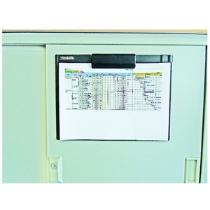 トラスコ中山 TRUSCO/ペンホルダー付クリップボード(マグネット付) A4横 黒 FC761KR-7672829-イメージ4