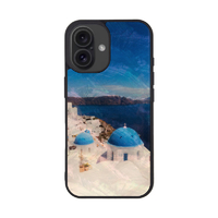 ikins iPhone 16用天然貝ケース 名所シリーズ サントリーニ島 I27123I16