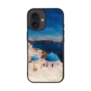ikins iPhone 16用天然貝ケース 名所シリーズ サントリーニ島 I27123I16-イメージ1