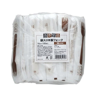 大和物産 木製 紙完封 フォーク 100本 FCV3528-065172