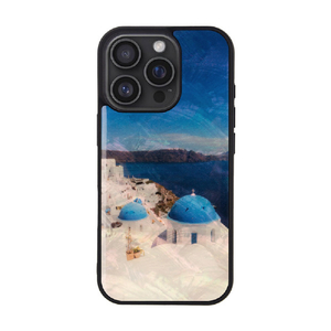 ikins iPhone 16 Pro用天然貝ケース 名所シリーズ サントリーニ島 I27124I16PR-イメージ1
