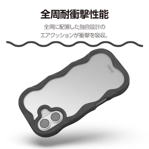 エレコム iPhone17用Grippy ハイブリッドケース フレームカラー ウェーブ メタルステッカー付 ブラック PM-A25AFCWAVEBK-イメージ4