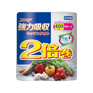 カミ商事 エルモア強力吸収キッチンタオル 2倍巻 100カット 4ロール FC721TG-イメージ1