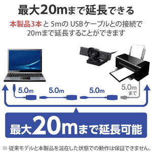 エレコム USBエクステンダーケーブル(5．0m) ブラック USB2-EXC50-イメージ3
