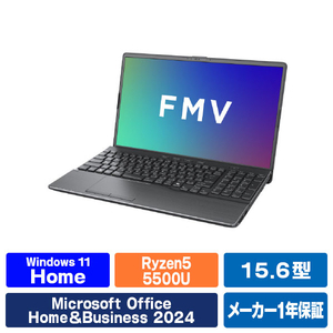 edion 富士通 15.6型フルHD/Ryzen5/Radeonグラフィックス/メモリ8GB/約256GB SSD/DVD/WiFi 6E FMV Note A ブライトブラック FMVA530KBA