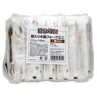 大和物産 木製 紙完封 ミニフォーク 100本 FCV3530-065174