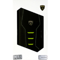LAMBORGHINI iPhone 15 Pro Max用本革 手帳型ケース ブラック×グリーン LBTPUFCIP15PMHUD16GN