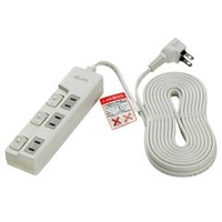 エルパ ランプレススイッチ付タップ(3個口・5m) WLS-U35EB(W)