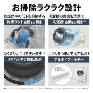 シャープ 【左開き】11kgドラム式洗濯乾燥機 ホワイト系 ES-11K1-WL-イメージ7