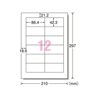 エーワン レーザー用ラベルA4 12面四辺余白 1000枚 F877190-31161