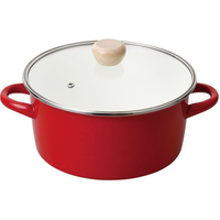 パール金属 クレヴィア ホーローガラス蓋両手鍋22cm レッド FC782NM-HB-5298