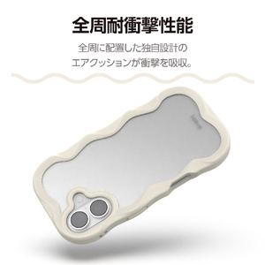 エレコム iPhone 17用ハイブリッドケース フレームカラー ウェーブ メタルステッカー付 ベージュ PM-A25AFCWAVEBE-イメージ4
