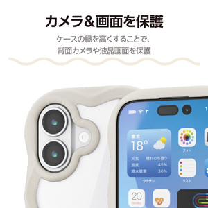 エレコム iPhone 17用ハイブリッドケース フレームカラー ウェーブ メタルステッカー付 ベージュ PM-A25AFCWAVEBE-イメージ7