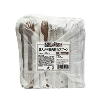 大和物産 木製 紙完封 先割れスプーン 100本 FCV3531-065178