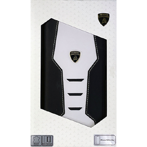 LAMBORGHINI iPhone 15 Pro Max用本革 手帳型ケース ホワイト×ブラック LBTPUFCIP15PMHUD16WE-イメージ1