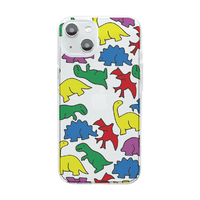 Dparks iPhone 14用ソフトクリアケース カラフルザウルス DS24127I14