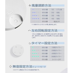 BLUEFEEL 卓上扇風機&サーキュレーター ホワイト BFN301-W-イメージ18