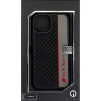AUDI iPhone 15用カーボンファイバーケース ブラック×グレー AUSTPUPCIP15R8D1GY