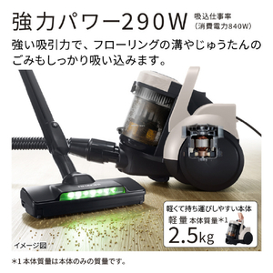 日立 サイクロンクリーナー 自走式パワーブラシ パワかるサイクロン マーブルアイボリー CV-SP300R C-イメージ4