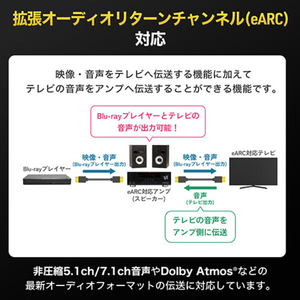 ホーリック 光ファイバー ウルトラハイスピードHDMIケーブル 10m スタンダードタイプ ゴールド HH100-128GB-イメージ5