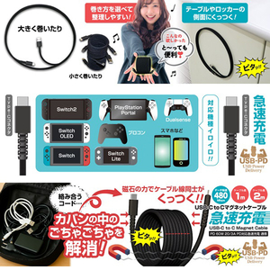ISM USB CtoCマグネットケーブル ブラック 2m ISMMT128-イメージ4