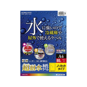 コクヨ カラーレーザー&カラーコピー用超耐水紙ラベル A4 ノーカット 80枚 F954160-LBP-WS1900-イメージ1