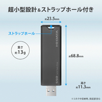 I・Oデータ SSPS-US1GR スティック型SSD(1TB) グレー×ブラック
