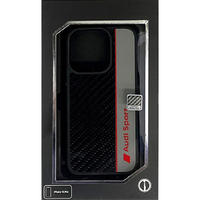 AUDI iPhone 15 Pro用カーボンファイバーケース ブラック×グレー AUSTPUPCIP15PR8D1GY